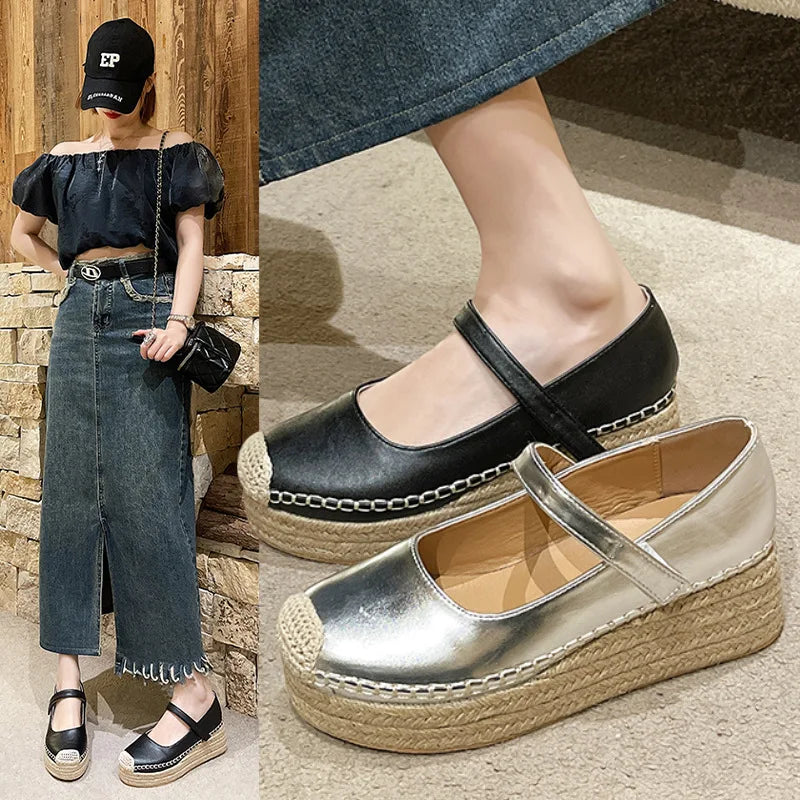 High Heels Women Shoes New Weave Wedges Platform Dress Party Shoes 2025 Spring Women's Rome Sandals Pumps Female Zapatillas