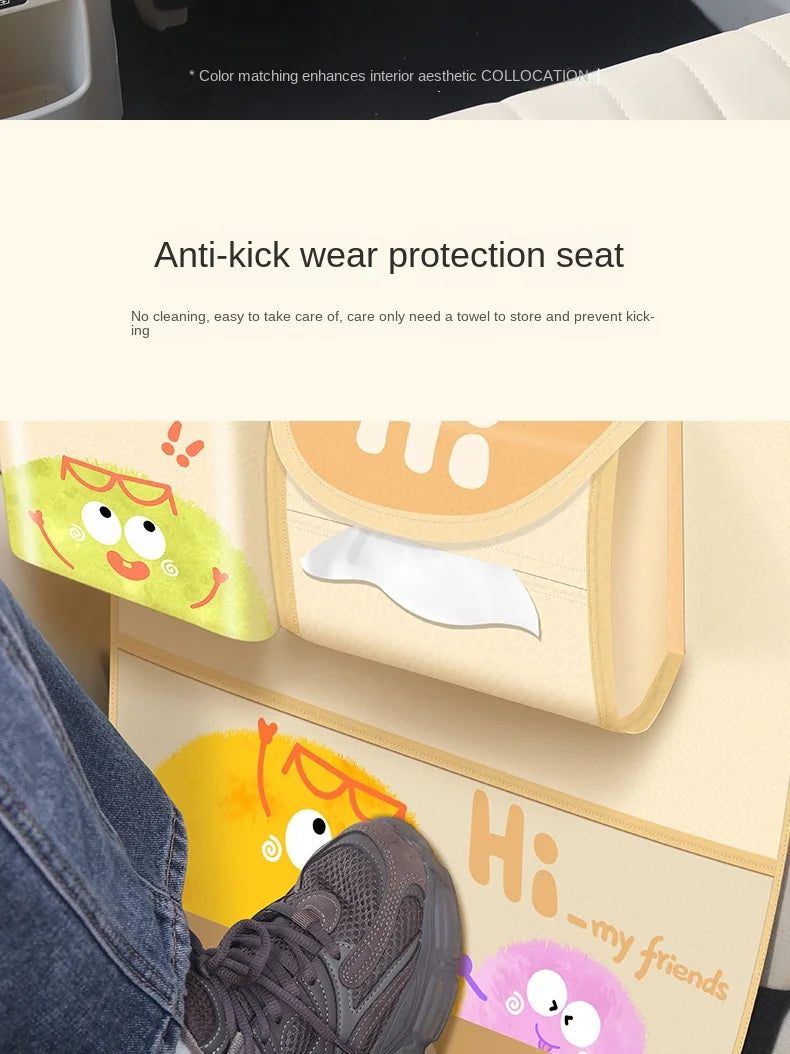 Car Storage Hanging Bag for Car Interior Multi-Functional Car Seat Back Organizer Rear Seat Tissue Box Trash Can Storage Box