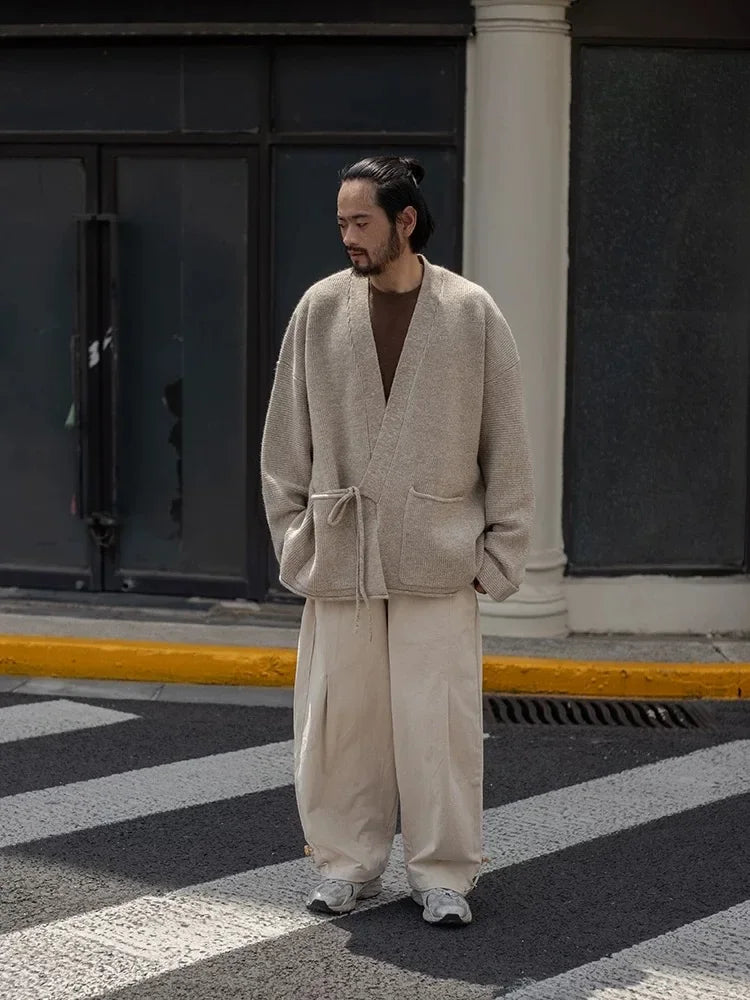 EMAIGICN MY1148 Gestrickter Kimono Cardigan - Größe M/L, Material Polyester/Viskose, Verschluss Ein-Knopf