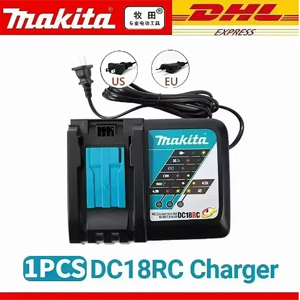 Genuine Makita 18V Battery With Charger,Makita 18 V Battery 6.0Ah 5.0ah,,Rechargeable Lithium Ion For BL1850 LXT400 Power Tool