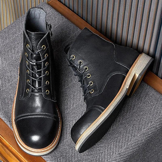 Men genuine leather handmade high quality comfortable boots