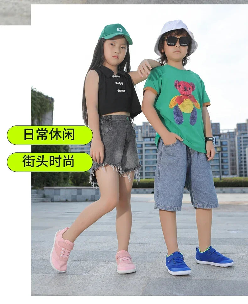 Kinder Weite Barfuß Schuhe - Minimalistische Jungen Mädchen Sneaker - Leichtgewicht Rutschfest Kinder Walking Schuhe Casual Skate Flats