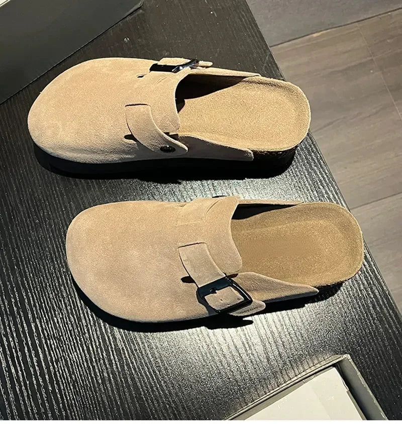Fashion Outdoor Slip On Beach Sandalias Women's Suede Mules Slippers Platform Flats Boston Clogs Sandals