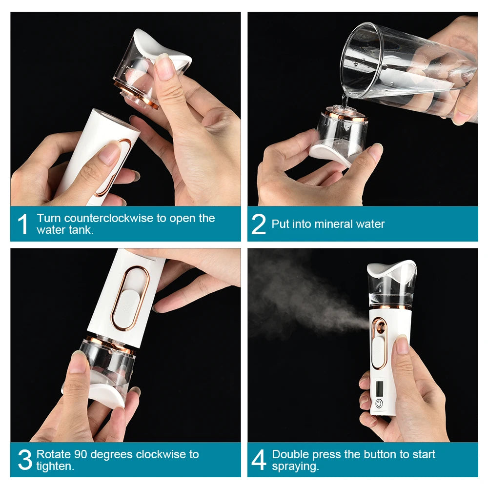 Beauty-Vernebler 2025: Handheld-Nano Mini-Moisturizing - LED Display Collection