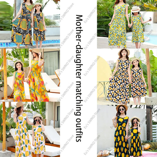 Mama fiica rochie de primăvară familie potrivire ținute mamă-fiică rochie femei fată casual toamna costum mama bebeluș copii salopetă părinte-copil haine