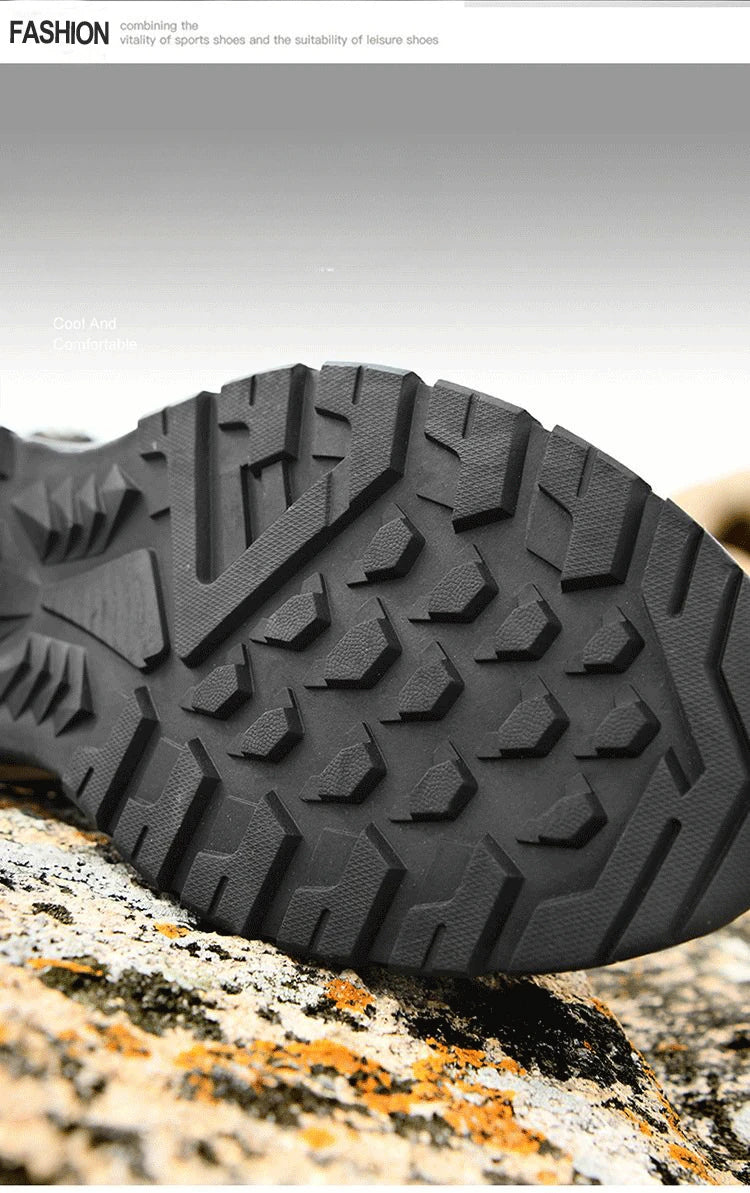 Men Sneakers Casual Breathable Hiking Walking Shoes Man Outdoor Fashion Leather Anti-slip Climbing Trekking Sneakers Footwears