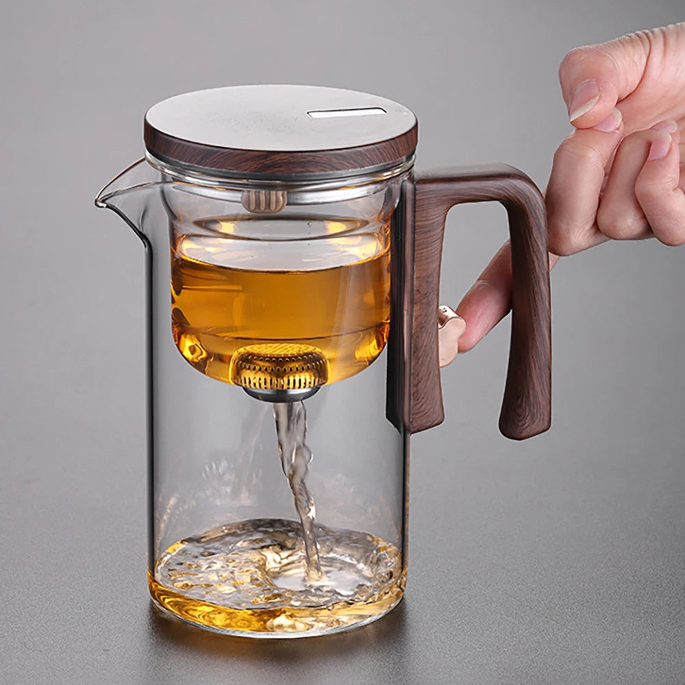 Glass Tea Pot Kettle Infuser 520ML/720ML Teapot Water Separation Inner Magnet One Click Magnetic Switch Tea Filtration Cup Set