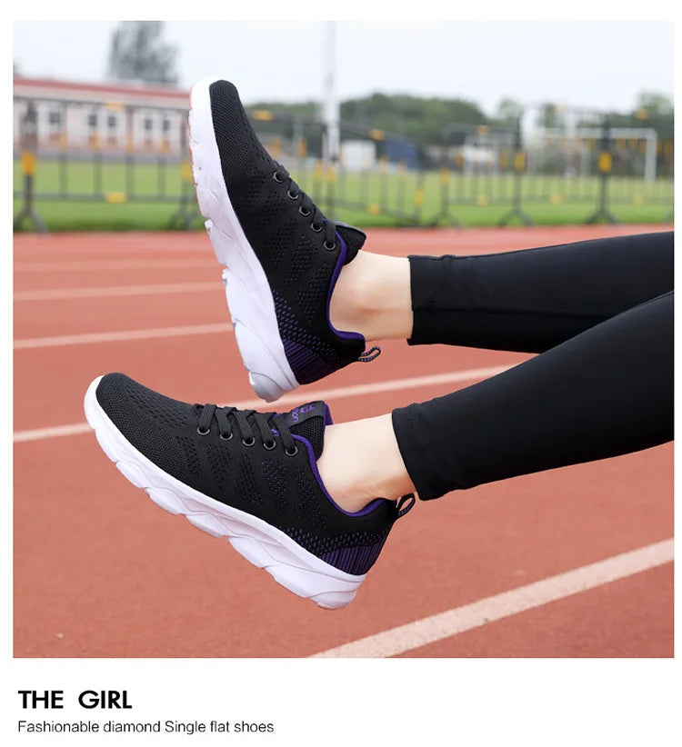 Hot Sneakers Shoes for Women Soft Flat Casual Shoes 2025 Spring Summer Light Breathable Mesh Sneakers Walking New Ladies Shoes