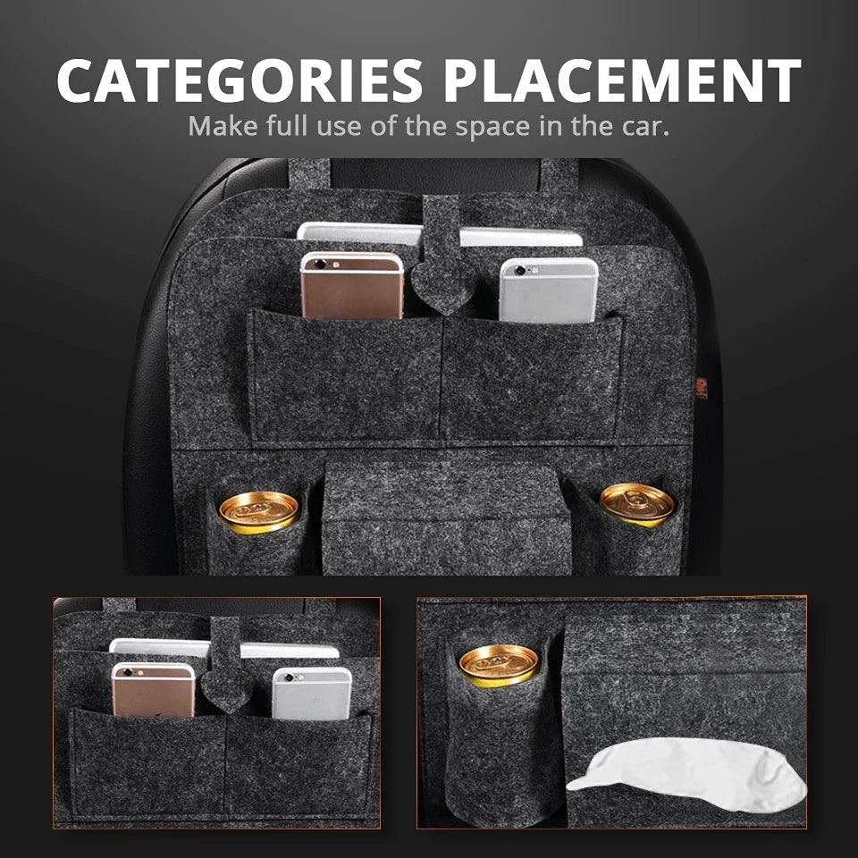 Organizator universal pentru bancheta din spate Choice - din fetru cu 6 buzunare 40x30cm