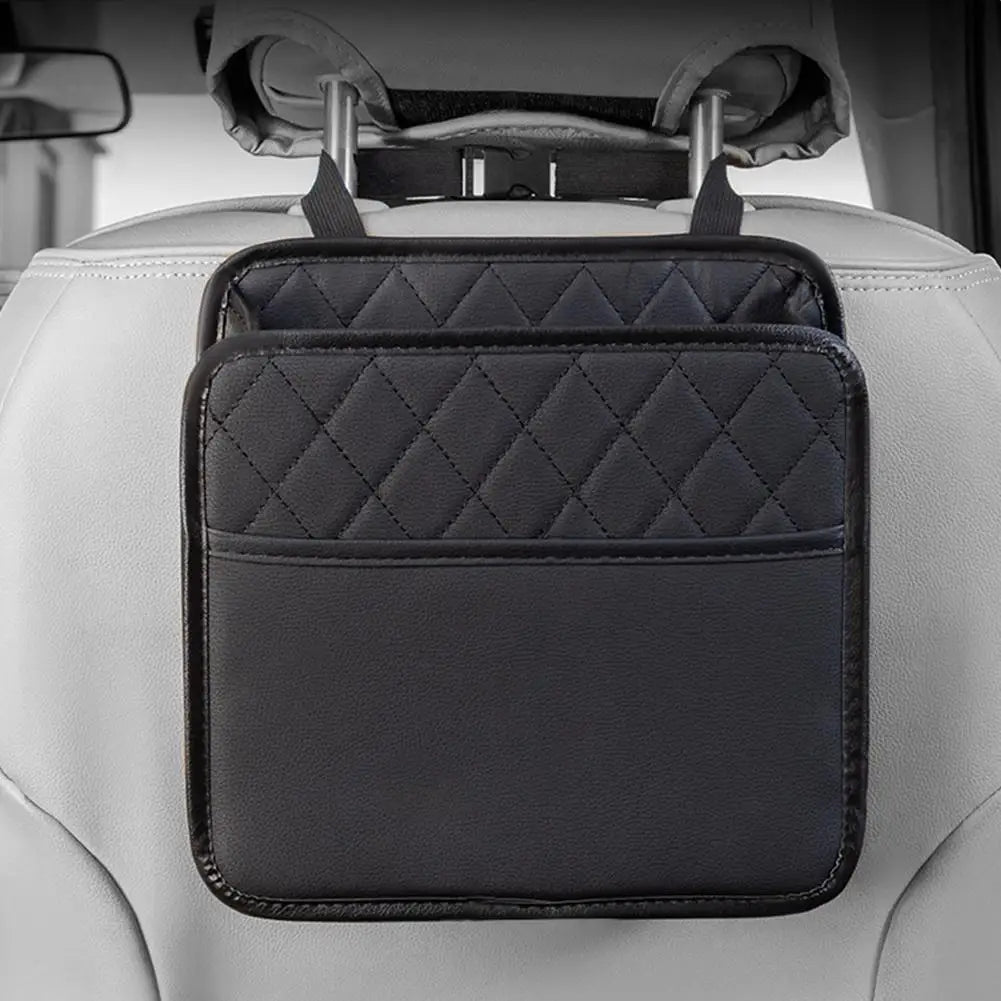 Geantă de depozitare multifuncțională pentru scaunul auto, geantă de depozitare din piele, geantă de gunoi, geantă de depozitare agățată, suport pentru pahar de apă pentru țesuturi, suport pentru pahar de gunoi