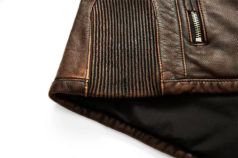 BikerX Milano Lederjacke Vintage Biker - Rindsleder L