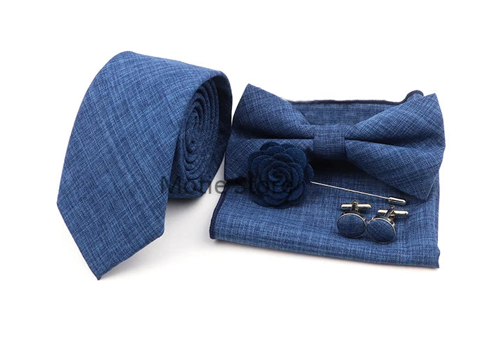 Set de accesorii bărbătești cu design nou, 27 de culori: batistă clasică din bumbac, butoni, papion pentru nuntă, petrecere, cadouri