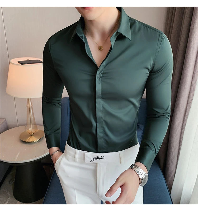 8Farben SlimFit Langarmhemd - Gr. M-L, Feiner Stoff