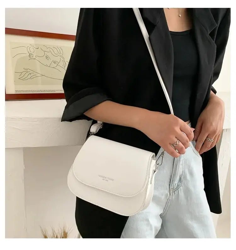 Geantă de mână pentru femei, geantă de mână cu fermoar, culoare solidă, la modă, tip Flipped, retro, casual, simplă, tip Crossbody