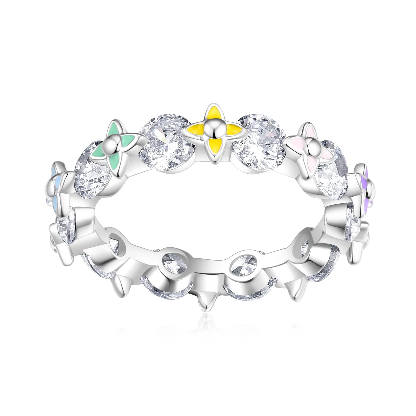 JIUHAO Ring Romantisch Mehrlagig - 925 Silber Zirkon 2g