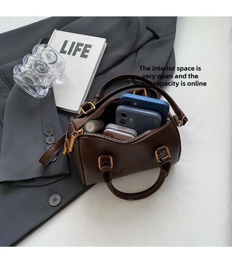 Women Vintage Boston Bag Casual Fashion Crossbody Women's British Style Top-Handle Simple Female Shoulder Bag for Girl