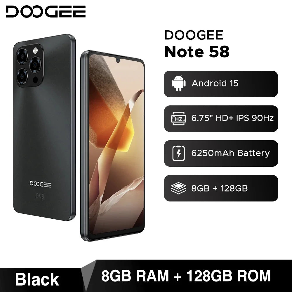 DOOGEE Note 58 Großer Akku - 6250mAh 6,75 Zoll 90 Hz by Golden Bridge Store