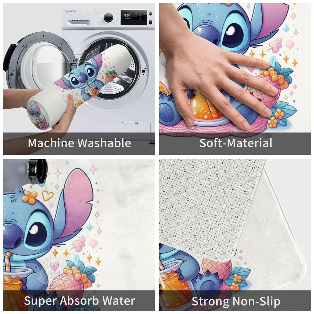 Custom Cartoon Stitch Floor Door Kitchen Bathroom Mat Anti-Slip Outdoor Doormat Bedroom Balcony Entrance Rug Carpet Footpad