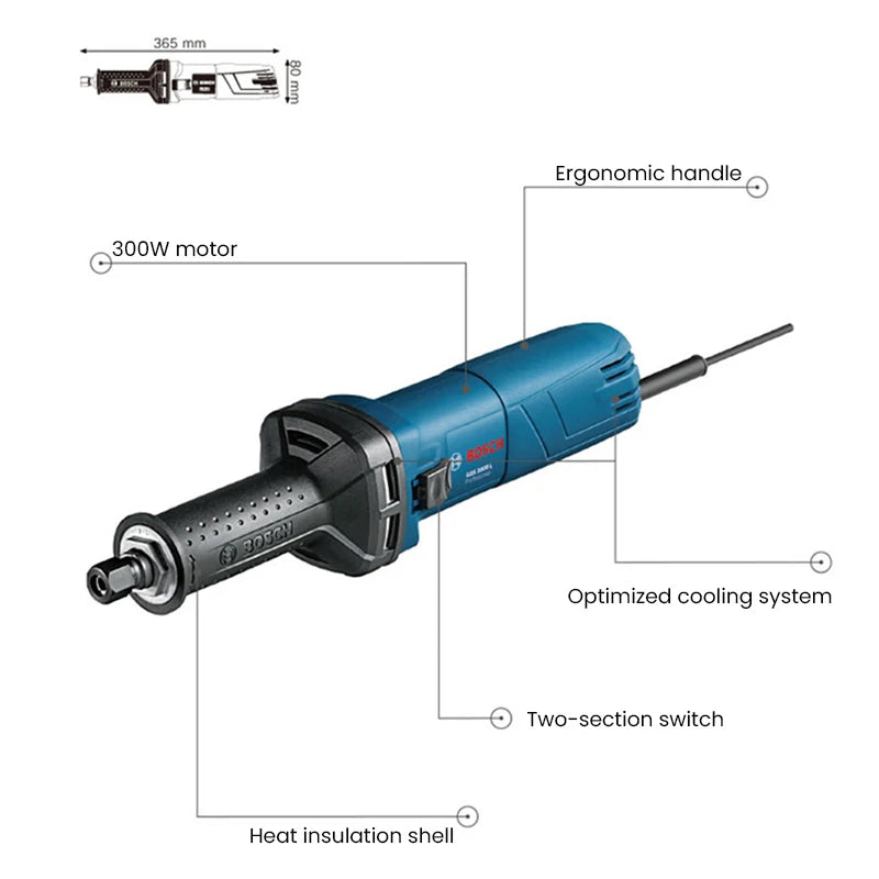 Bosch GGS 3000L Electric Grinder 850W 28000R/min Engraving Pen Straight Grinding Machine for Metal Wood Grinding Polishing Tool