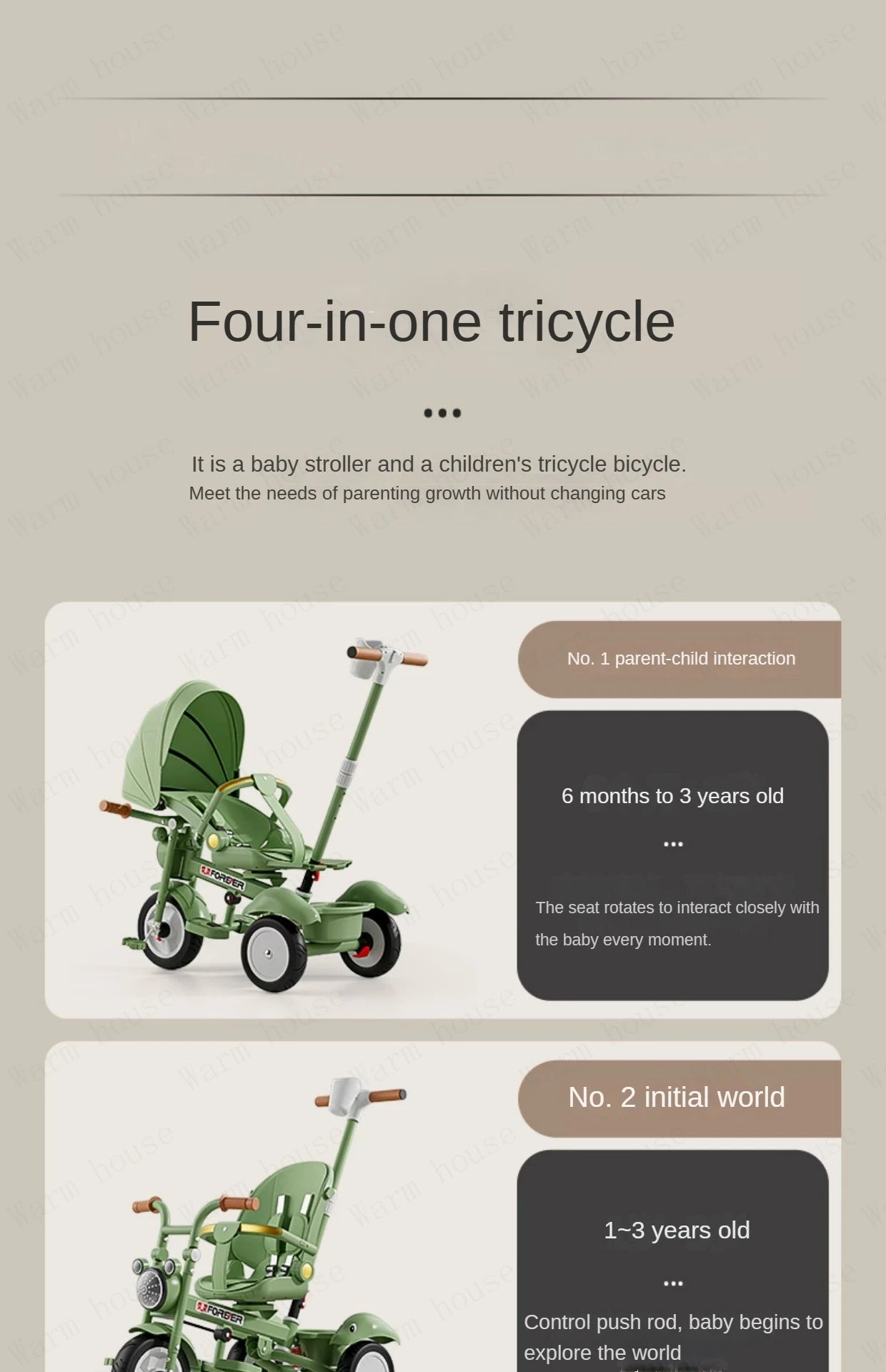 Neues Kindertrikot, Recliner und Sitzender Foldable Portable Stroller, 1-6 Jahre Alt Multifunktionales Kinderfahrrad