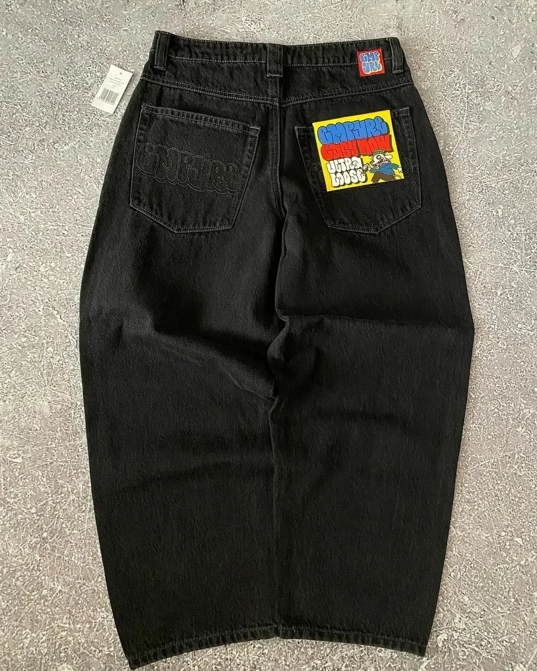 Jeans Y2k Pants Black Jeans Wide Leg Men Retro Loose Fashion Trendy Pants Hip-Hop Streetwear Y2k American Street Casual Jeans