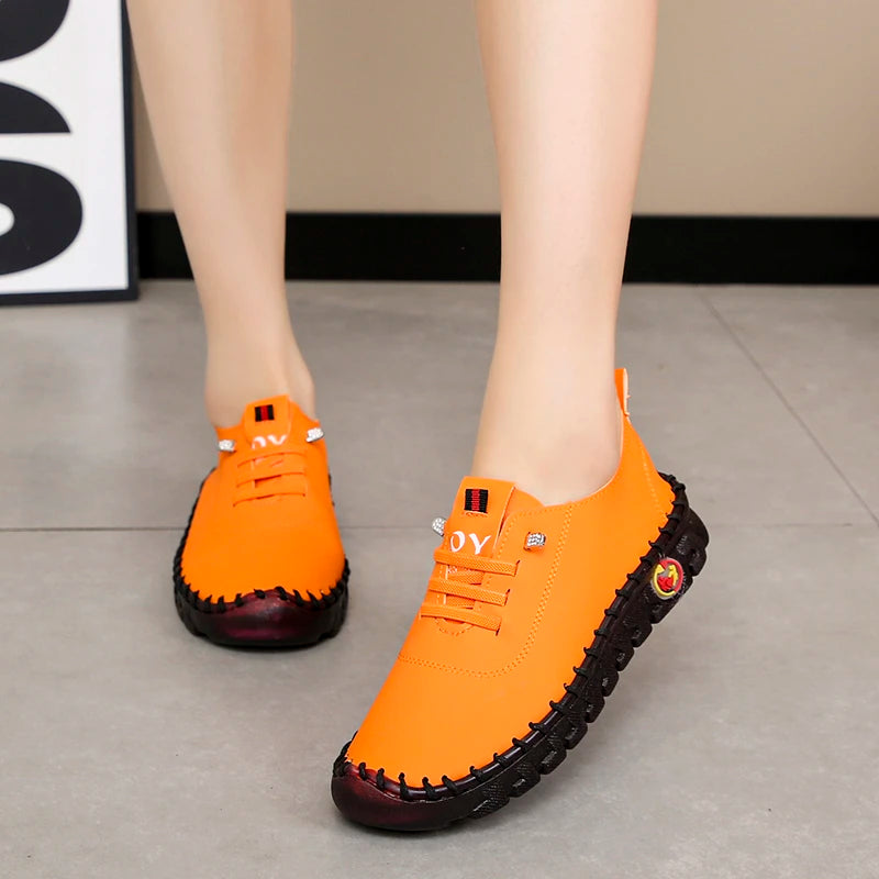 Sneakers Women Shoes Loafers Lace Up Leather Flat New Spring Ladies Casual Shoes Outdoor Travel and Walking Women Shoes