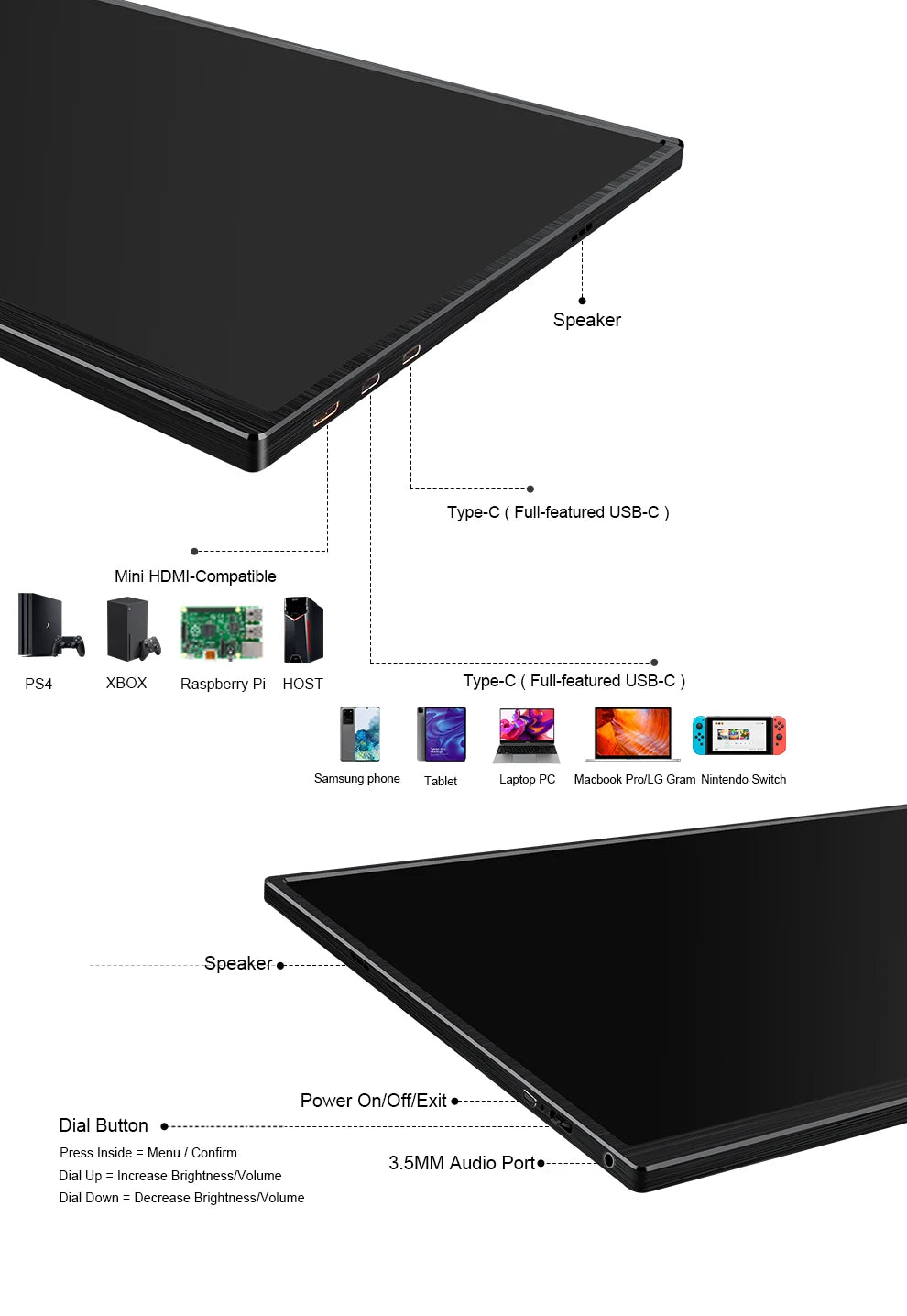 Monitor portabil ZEUSLAP de 16" 2.5K 144Hz - 2560x1600 16:10