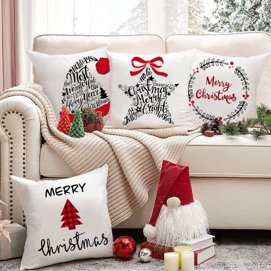 1pc/4pcs 45cm*45cm Christmas Cushion CoverMerry Christmas Decorations for Home 2025 Cristmas Ornaments New Year Gifts