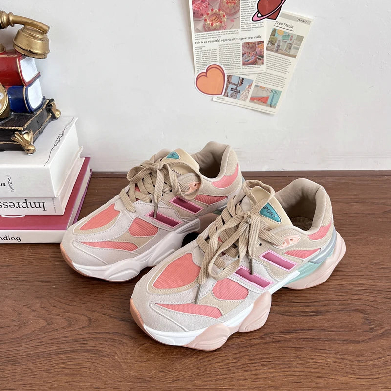 Women Sneakers 2023 Plus Size 41 42 Brand Design Women's Vulcanized Shoes Pink Girls Sports Shoes Fashion Chunky Sneakers Female