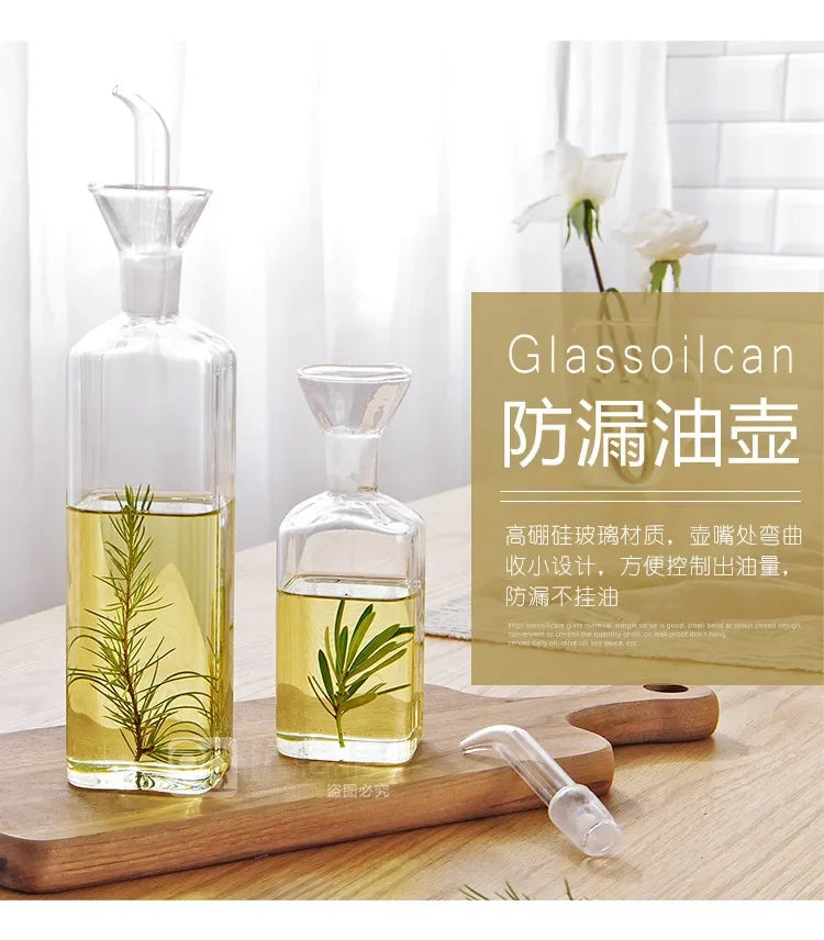 High Borosilicate Glass Oil Pot Household Leak-proof Oil & Vinegar Pots Kitchen Soy Sauce Pot Tank Seasoning Bottle