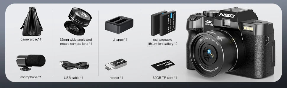 NBD Digital Camera 48MP 4K Video Camera 3.0 Inch Flip Screen Camcorder Vlogging Camera  and 16X Digital Zoom Photography Camera