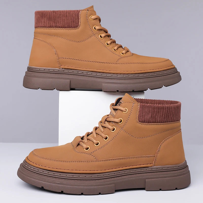 YEISNDOOCN Hochwertige Leder Stiefel - Größe EU 41-46 Schnürung