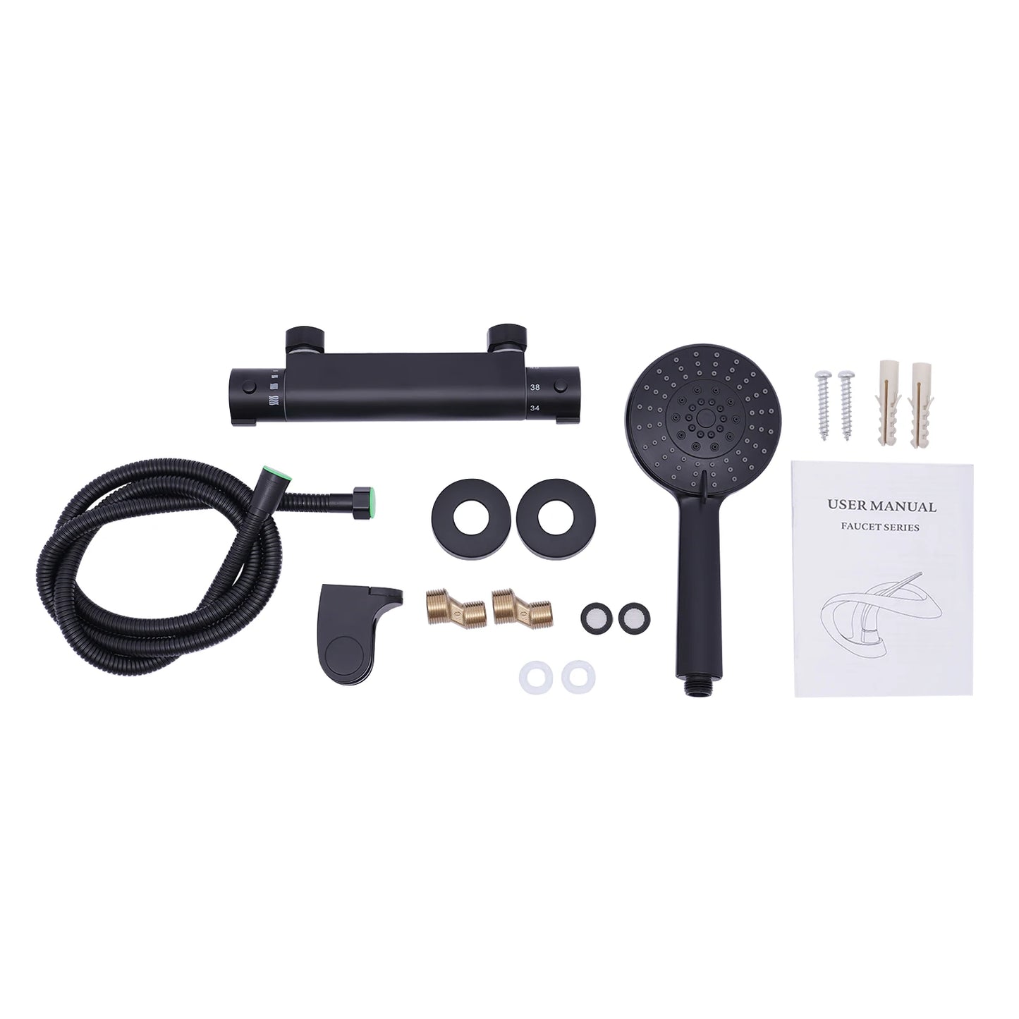 NONE Thermostatisches Handbrause-Set 3 Modi Wandmontage 38°C-Regelung