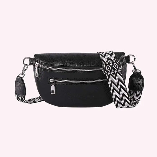 Women Stylish Crossbody Bag with Wide Strap Simple Shoulder Bag Multi-pocket Fashion Sling Bag Travel Outdoor Bag