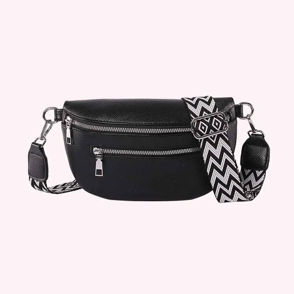 Women Stylish Crossbody Bag with Wide Strap Simple Shoulder Bag Multi-pocket Fashion Sling Bag Travel Outdoor Bag