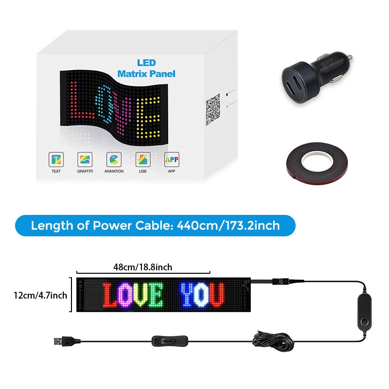 LED Display Programmable, LED light Sign with App Control,IP65 Flexible USB 5V LED Scoreboard, Personalised Light Sign ,DIY