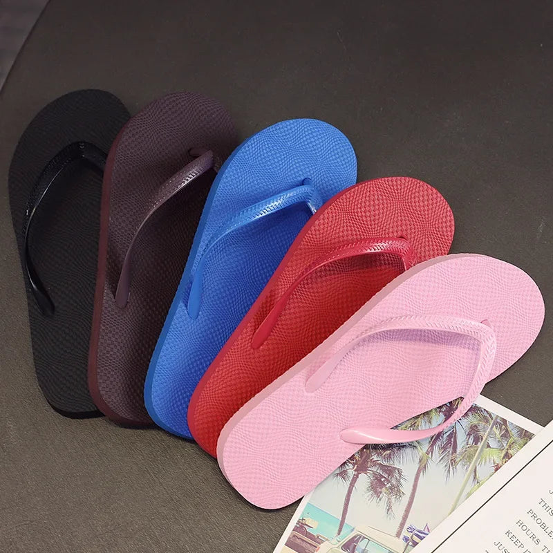 Women Summer Slippers Solid Beach Flip Flops Anti-slip Slipper Casual Shoes Home Shoes Women Simple Comfortable Beach Shoe