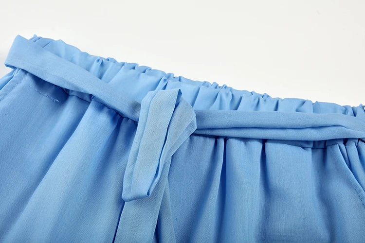 Suit Set Einfarbig Blusenhose Rundhals - Polyester Größe L