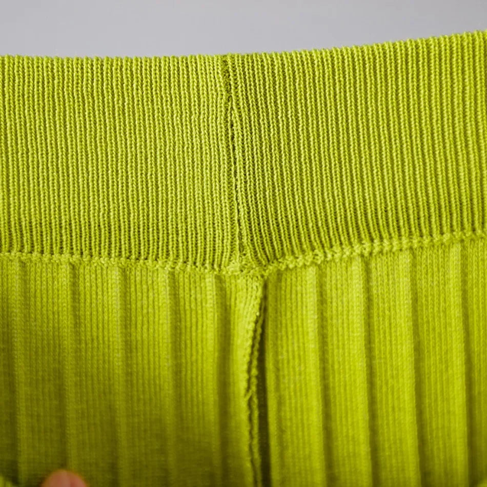 Elegant 2-Piece Sets for Women, Casual Knitting, Sleeveless, O Neck Tops, Loose Lace Up, Wide Leg Pant Set, Summer Fashion, New