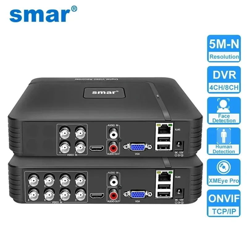 DVR-System 2025: Smar 5 in 1 CCTV Mini DVR TVI CVI AHD CVBS - IP Camera Digital Video Recorder 4CH 8CH 5MP NVR Security Onvif Collection