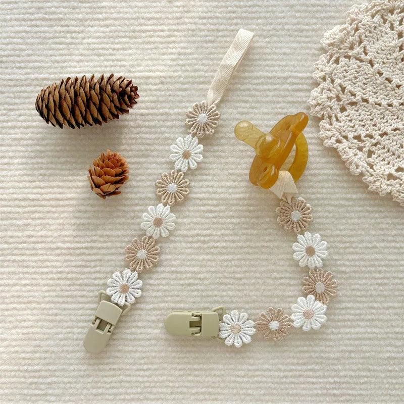 Cleme pentru suzetă Little Daisy pentru bebeluși, lanț pentru suzetă, suport pentru mameloane, pentru mameloane, fete mici, cadou pentru duș pentru bebeluși, accesorii pentru bebeluși
