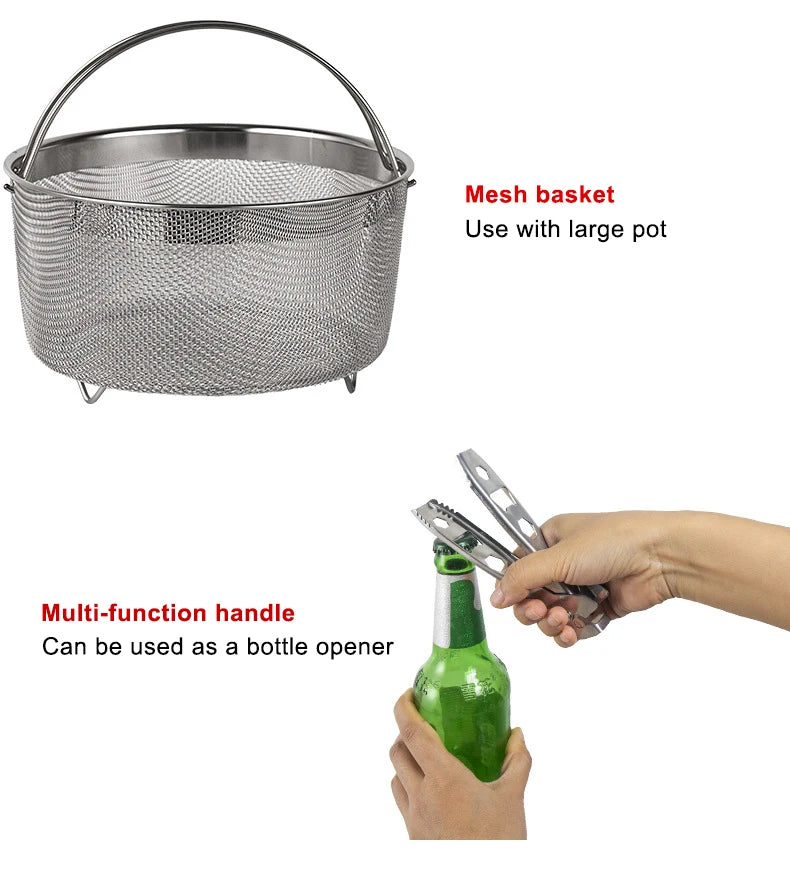 NOBANA Newest Outdoor Stainless Steel Pot Set Camping Family Pot Set 5L Portable Picnic Soup Pot Frying Steaming Household Pot