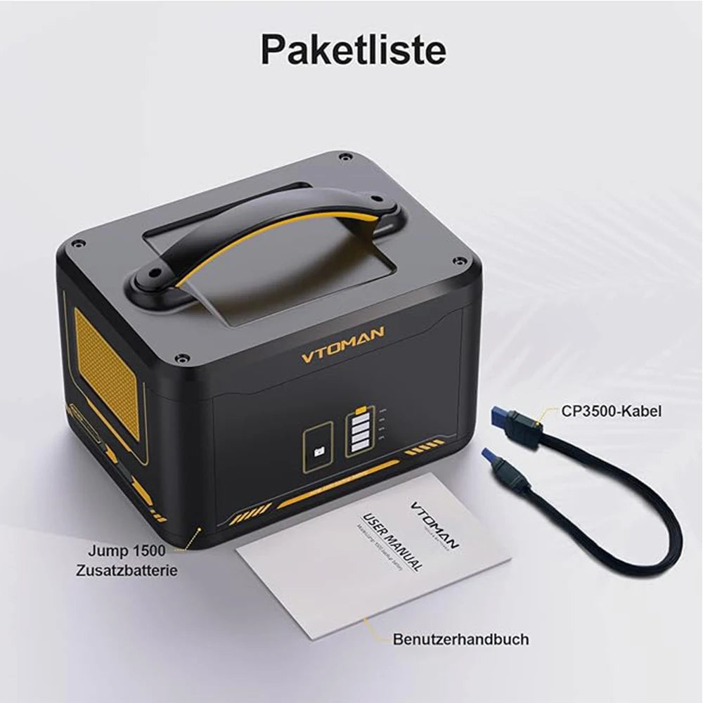 Zusatz-Akku 2025: VTOMAN Jump 1500 Extra Battery 1548Wh Backup LiFePO4 (LFP) Battery Jump 1000 & Jump 1500X & Jump 1800 Power Collection
