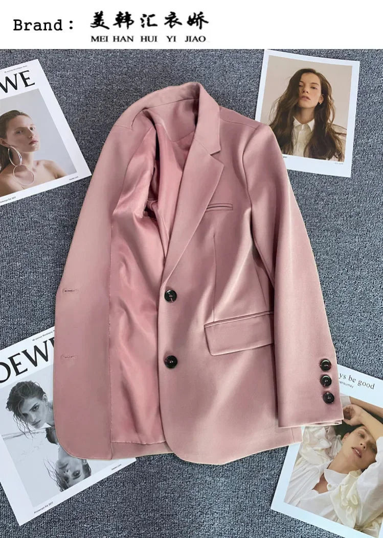 Elegant Office Lady Blazers for Women 2024 Fashion Long Sleeve Single Button Blazer Coats Female Top Suit Jackets Outerwears