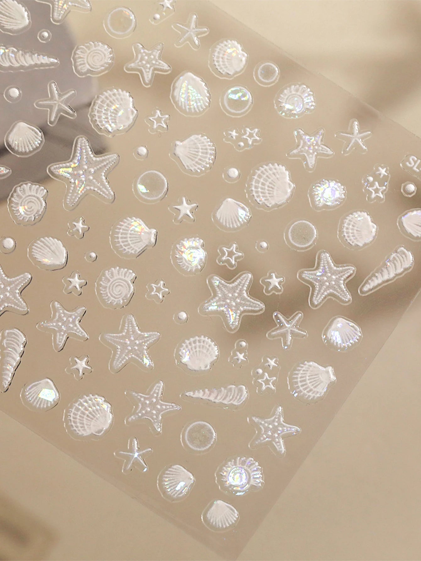 Autocolante transparente Choice 5D pentru unghii - Starfish 3D cu model de coajă de mare