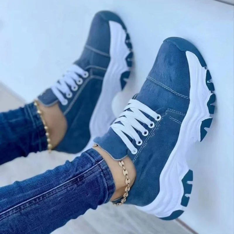 New Women Sneakers Fashion Platform Lace Up Casual Sports Shoes Comfortable Running Ladies Vulcanized Shoes Female Footwear