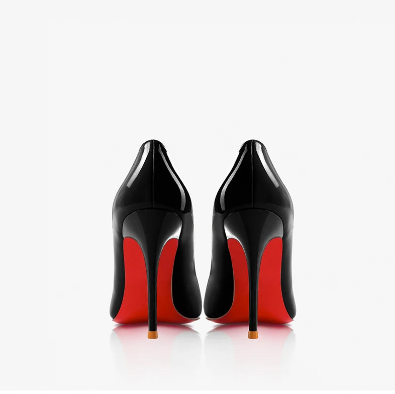 Women's elegant high heel shoes Luxury Brand Black Women heels shoes woman 2025 trend Red Shiny Bottoms Pointed Toe Sexy Pumps