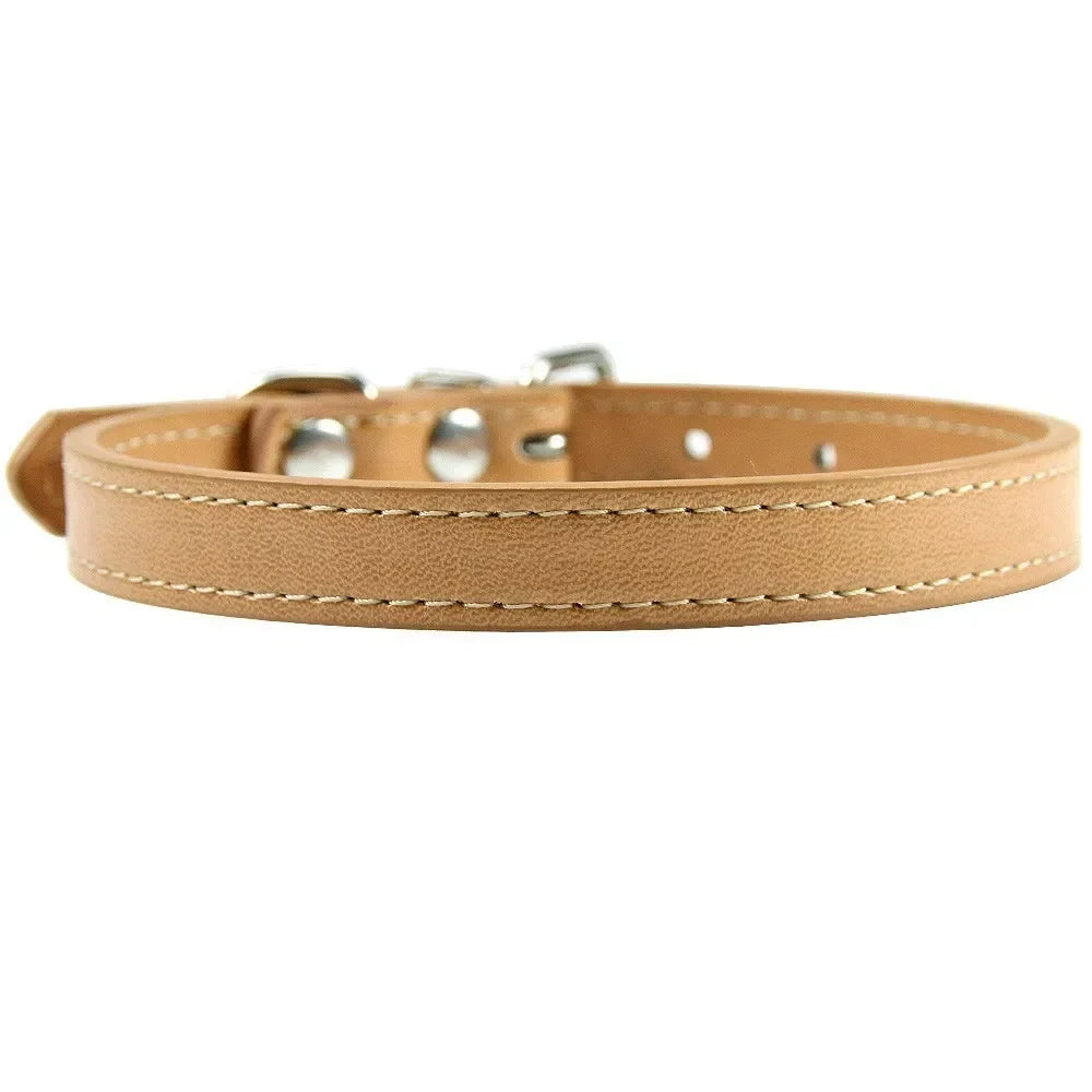 Haustier Halsband Bunt 2025 - PU Leder Personalisiert Name Katze Hund 16 Farben XS-XL