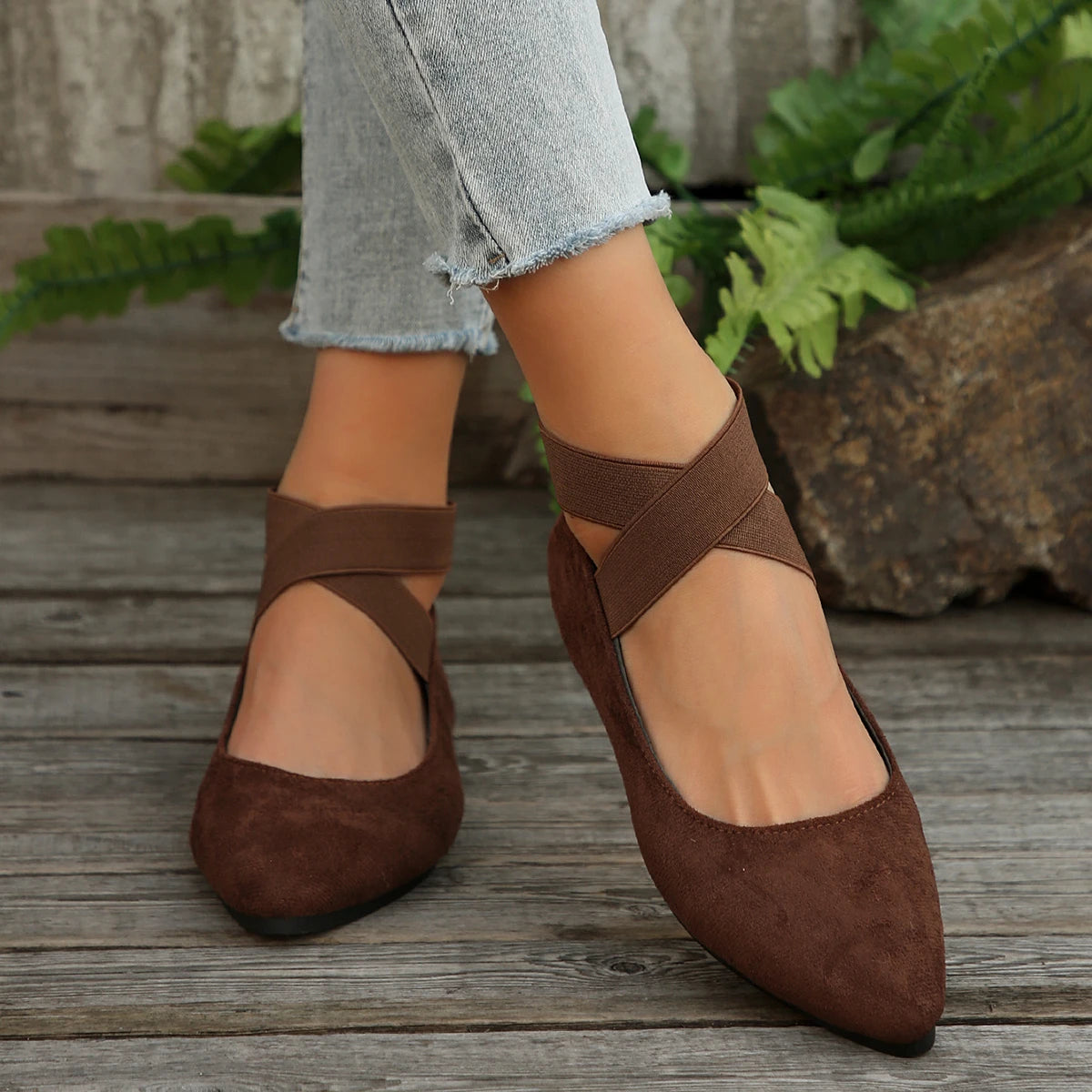 RZSMTYA Damen Atmungsaktiv Loafer - Gummisohle Spitze