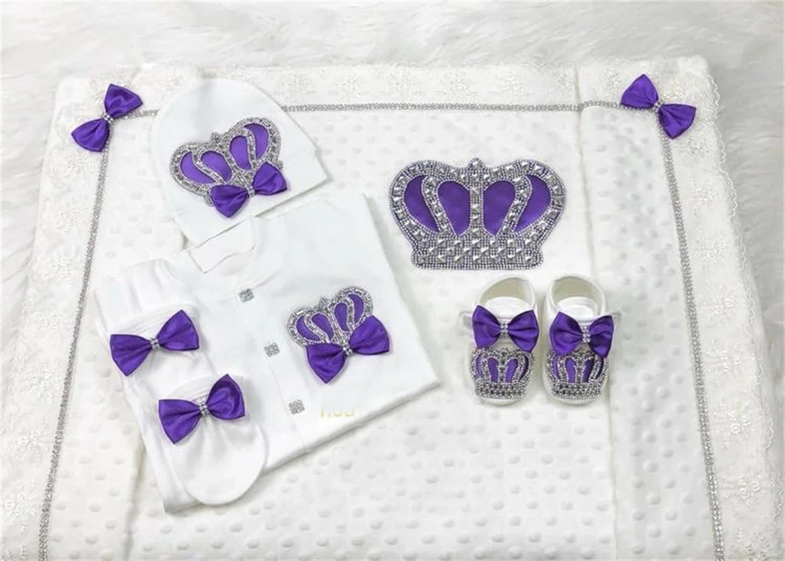 Baby-Outfit-Set 2025: 5-teiliges Spitzen-Baumwoll-Set für Neugeborene - Säuglingspflege-Kollektion